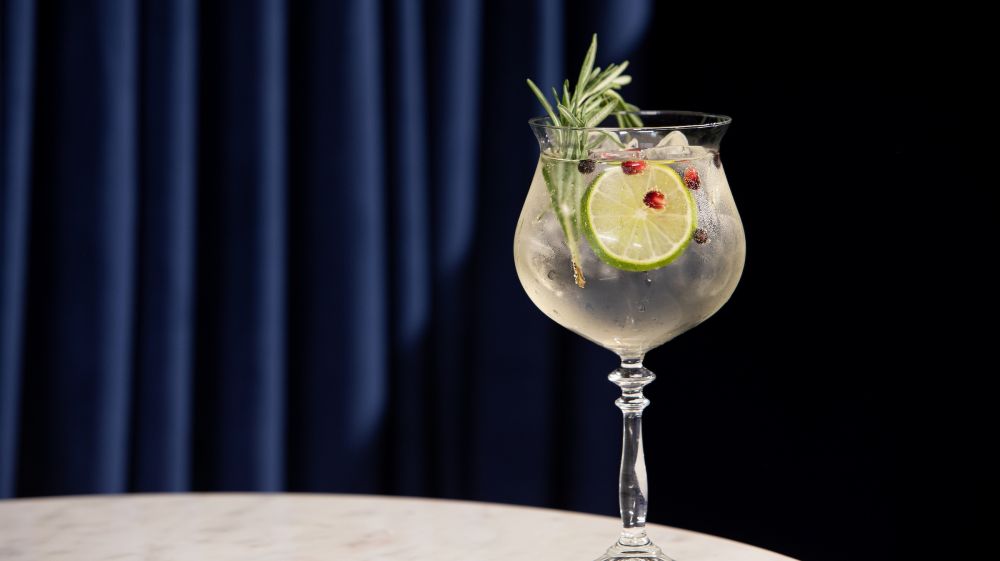 Lime and rosemary cocktail from Durham, NC bar Corpse Reviver made with Durham Distillery's gin.