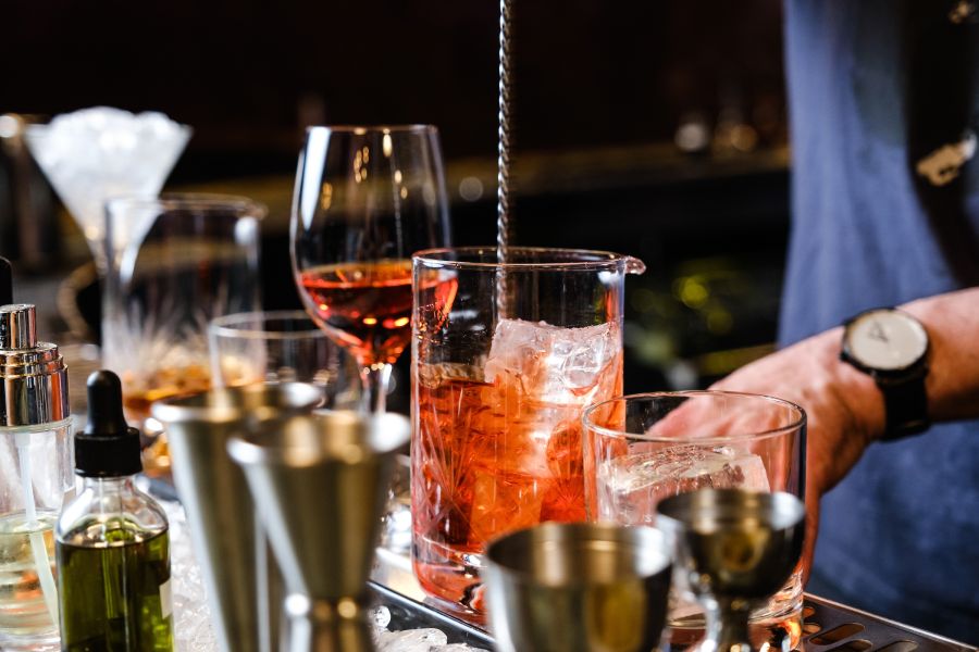 Cocktails being made at Kingfisher in Durham, NC.