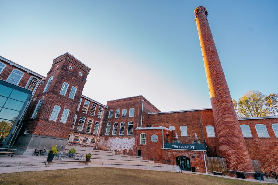Beautiful brick buildings hug the courtyard of Golden Belt.