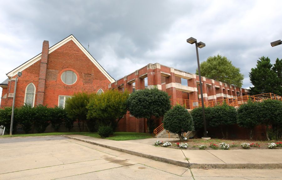 Clouds roll over the Hayti Heritage Center in Durham, NC.