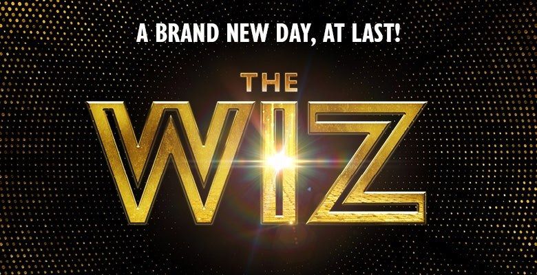 The poster for the Broadway musical "The Wiz" shows gold letters on a black background with a star shining in the middle.